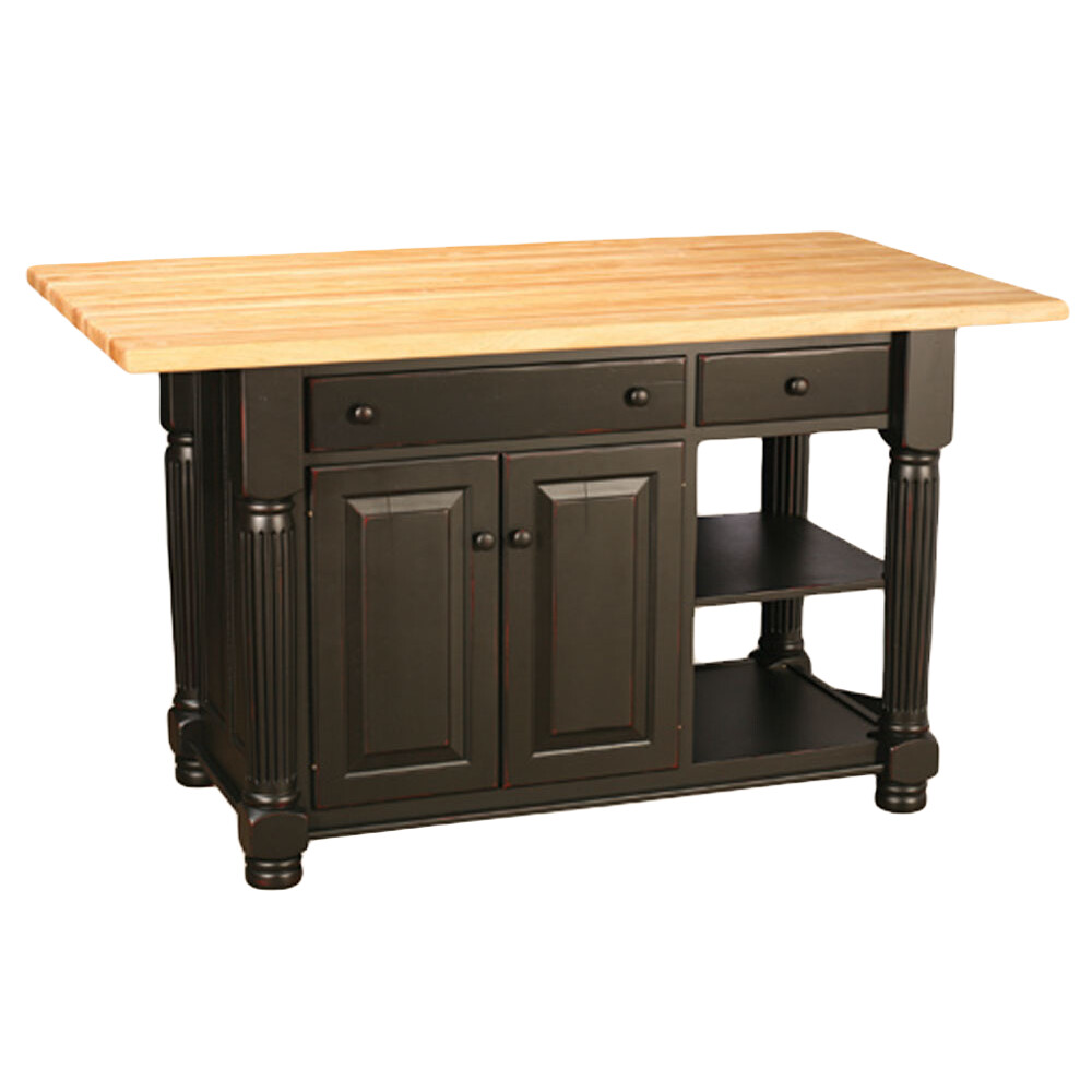 Traditional Raised Panel Island with Butcher Block Top