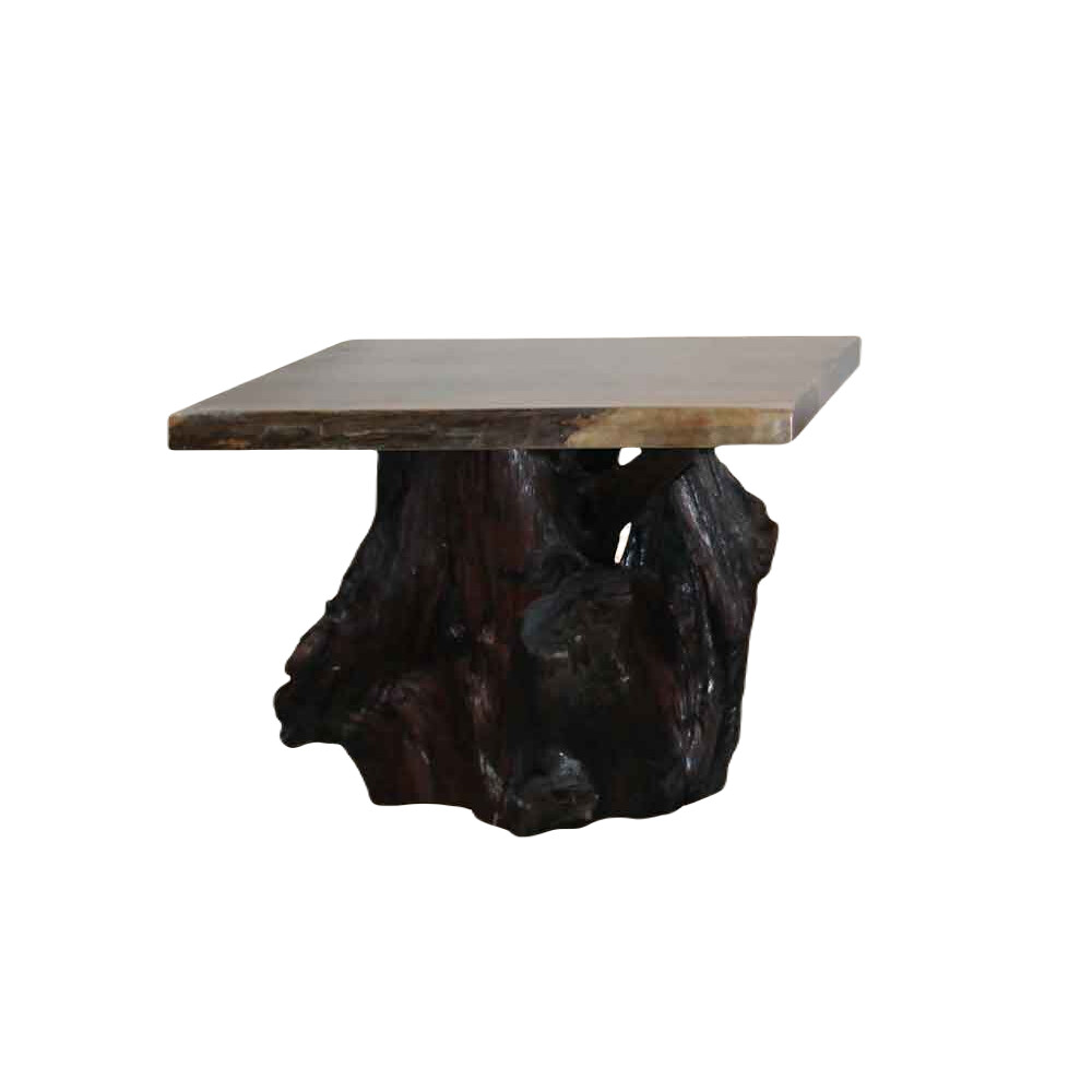 Romance Series End Table with Redwood Stump Base