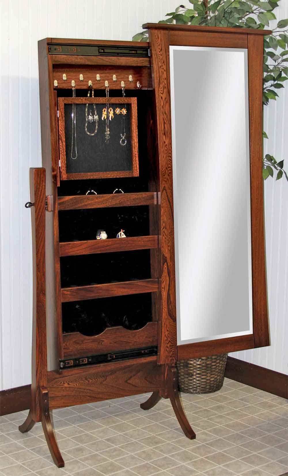 Trenton Shaker Sliding Jewelry Storage Cheval Mirror