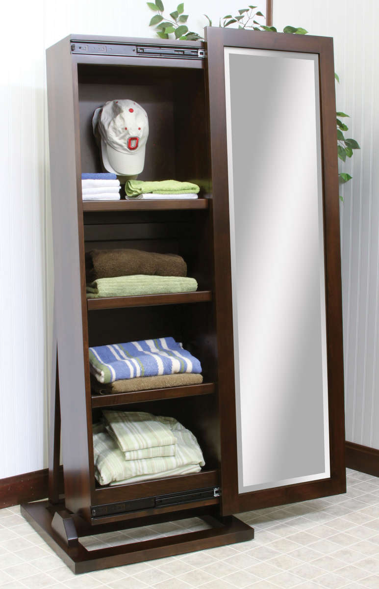 Shaker Sliding Mirror Hat Storage Leaner Cabinet