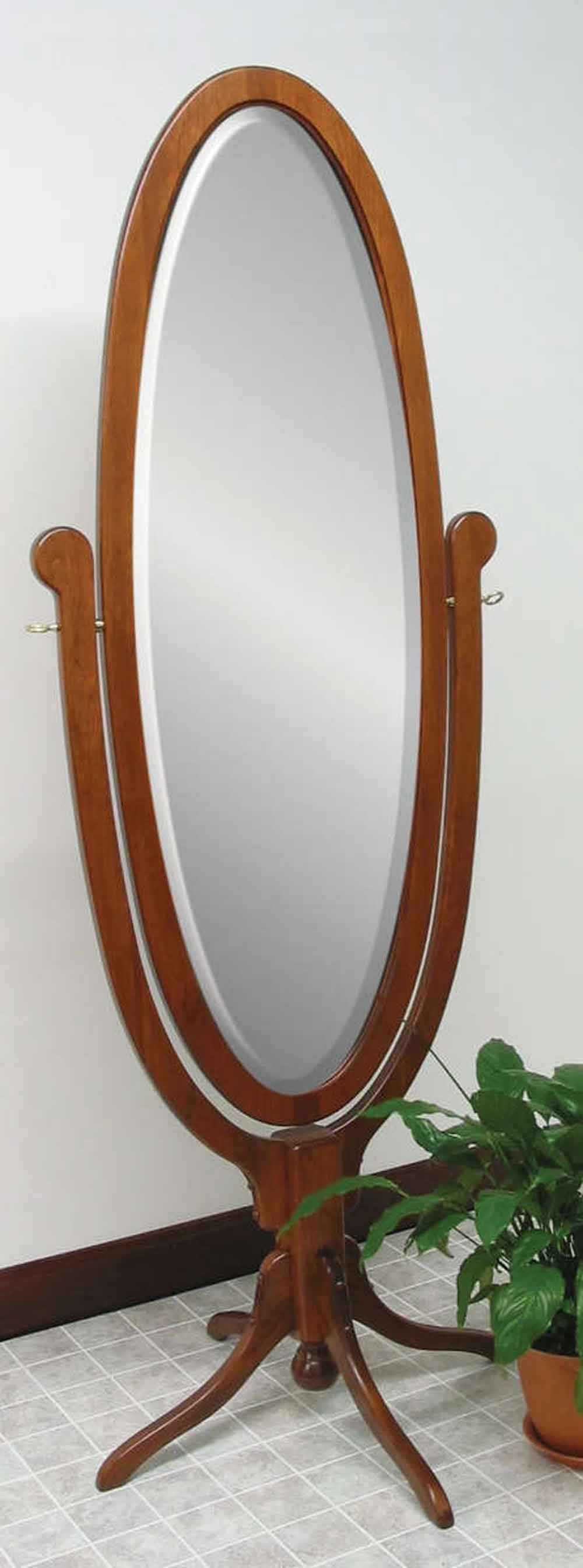 Antique Oval Pedestal Base Cheval Mirror