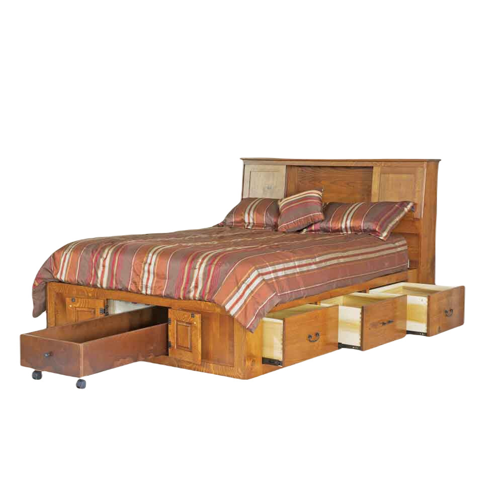North Pole Mission Suite Bookcase Headboard Pedestal Bed
